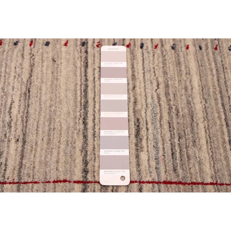ECARPETGALLERY Hand Loomed Kashkuli Gabbeh Grey Wool Rug - 6'2 x 8'9