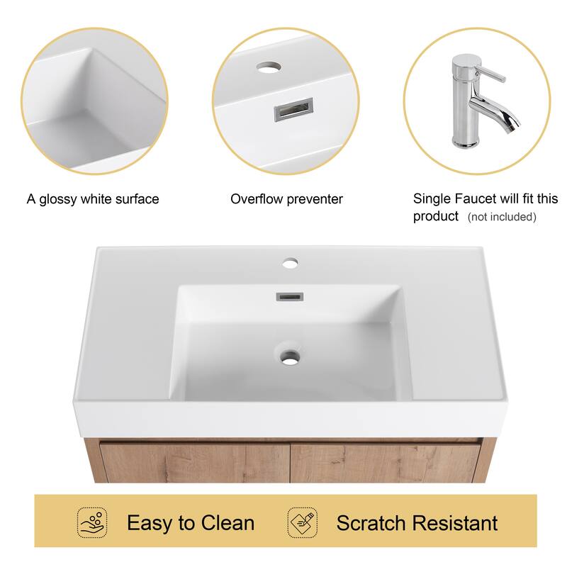 Malwee 24"/30"/36"/48" Floating Bathroom Vanity with Sink