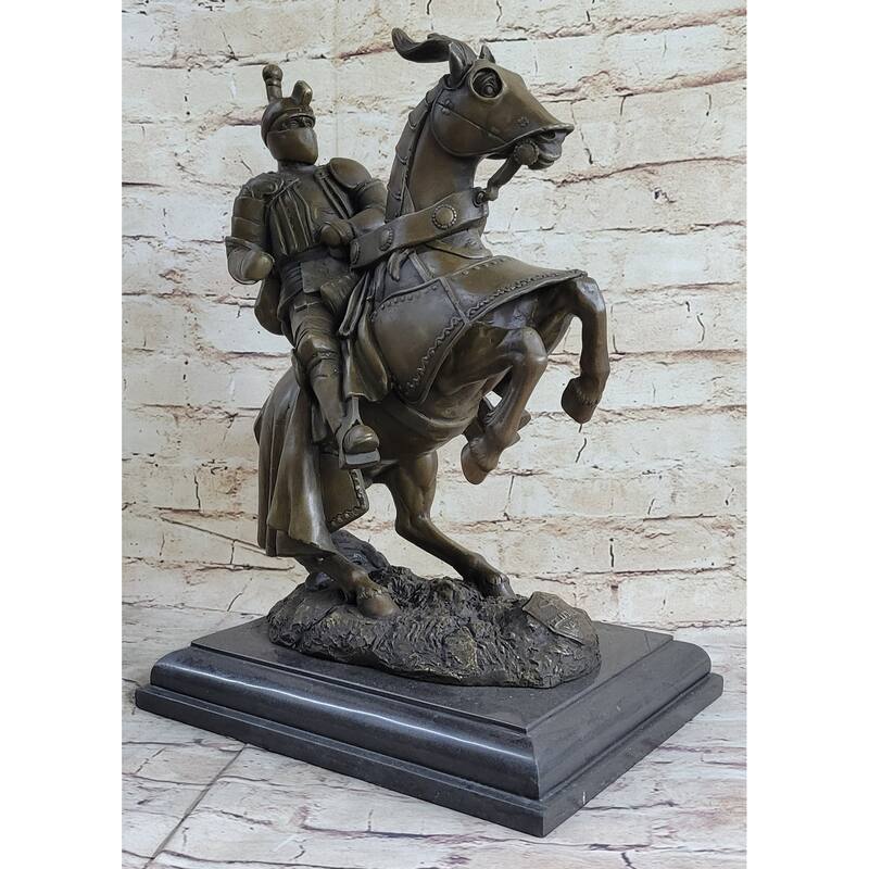 Handmade Medieval Armored Knight Imitative Horse With Jousting Statue Sculpture Figure