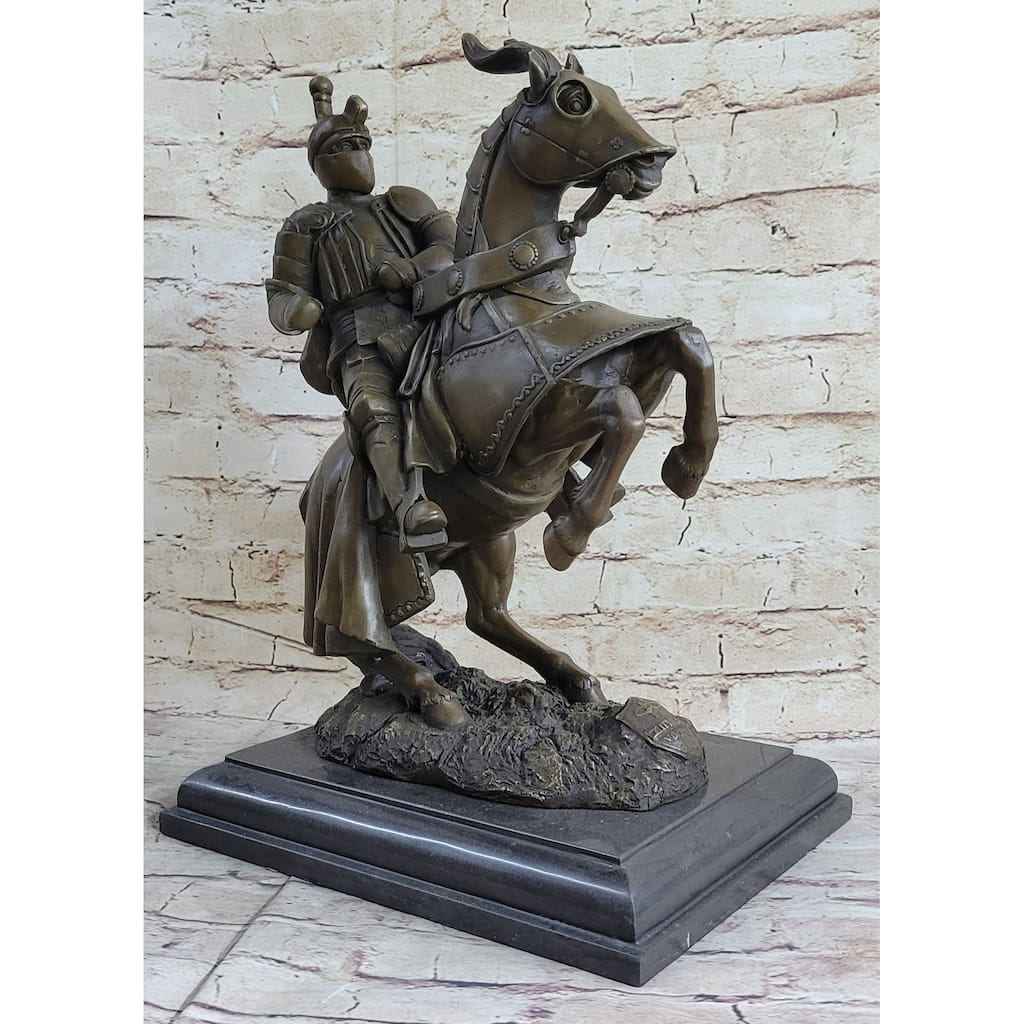 Handmade Medieval Armored Knight Imitative Horse With Jousting Statue Sculpture Figure