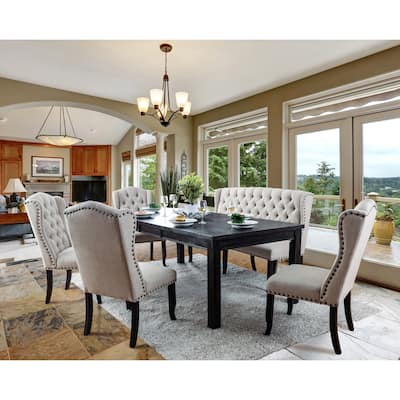 Foster Rustic Black 84-inch Wood 6-Piece Dining Table Set with Bench by Furniture of America