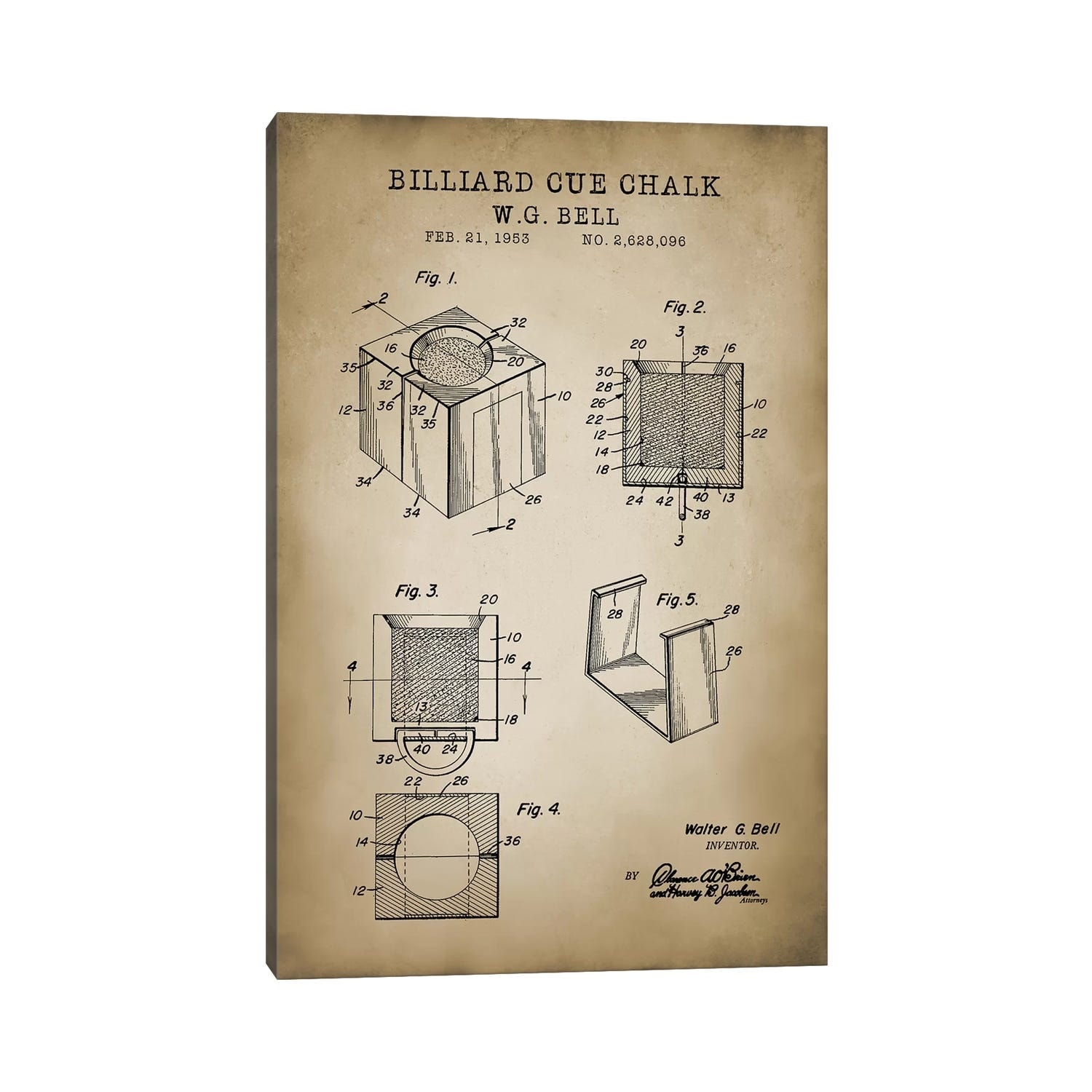iCanvas "Billiard VII" by PatentPrintStore Canvas Print