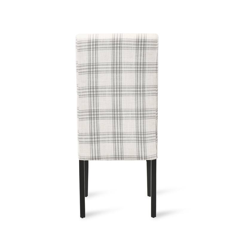 Fabric Dining Chair Set of 2, Upholstered Living Room Chair, No Arms Side Chair High-Back Accent Chair with Wood Legs