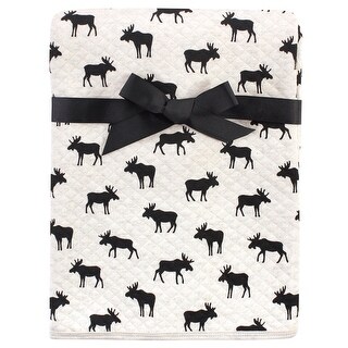 Hudson Baby Infant Boy Quilted Multi-Purpose Swaddle, Receiving, Stroller Blanket, Moose 1-Pack, One Size
