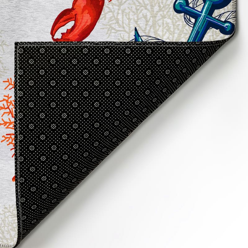 Indoor/Outdoor Harpswell Lobster Anchor Washable Rug