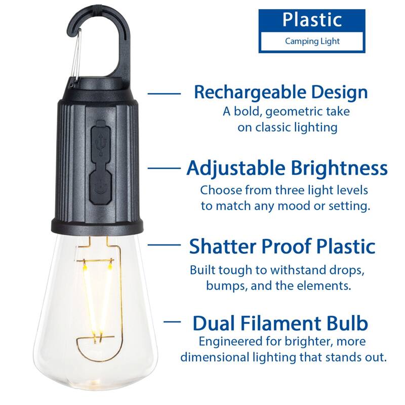 Novelty Lights Rechargeable Camp Light, Warm White LED Conical, USB-C