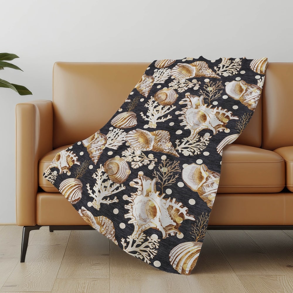 Premium Machine Washable ASB185 Seashells Sherpa Throw Blanket
