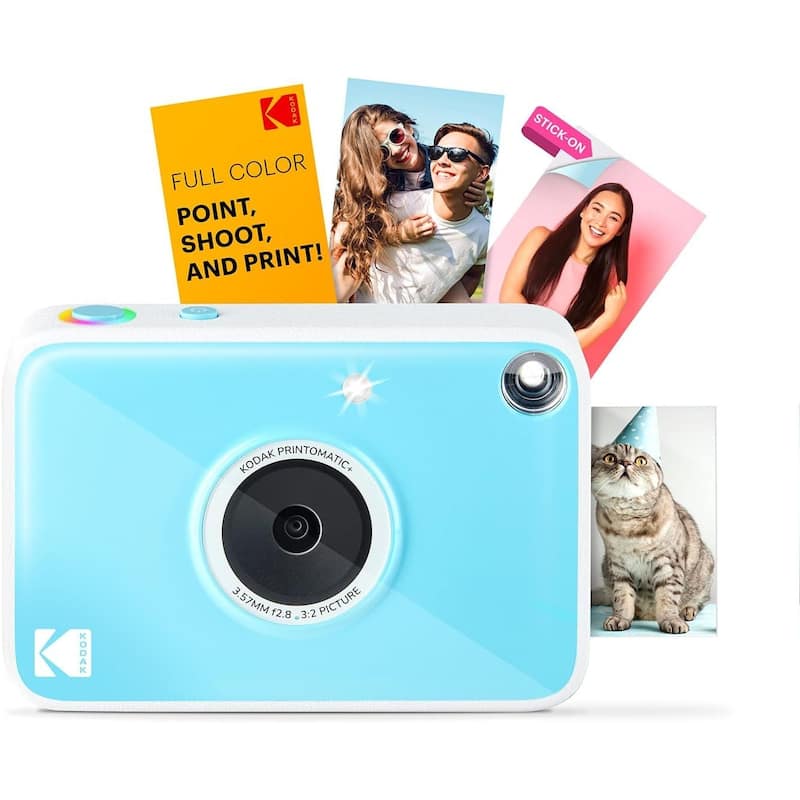 KODAK Printomatic Instant Print Camera 10MP, RGB LED, Zink Photo Prints - Blue