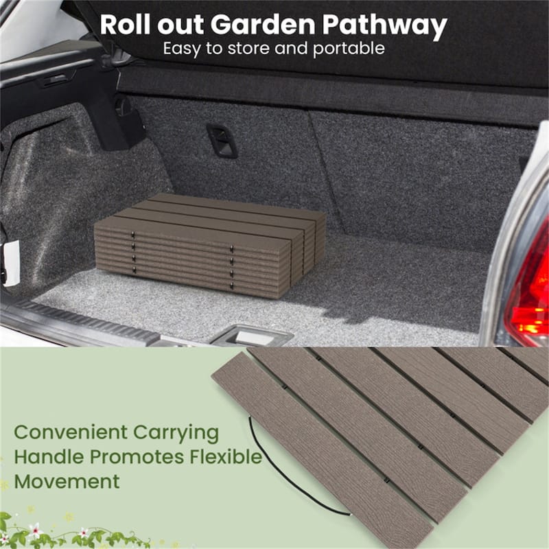 Premium HDPE Roll Up Garden Walkway with Wood Grain Finish 8 ft Long Portable Outdoor Pathway