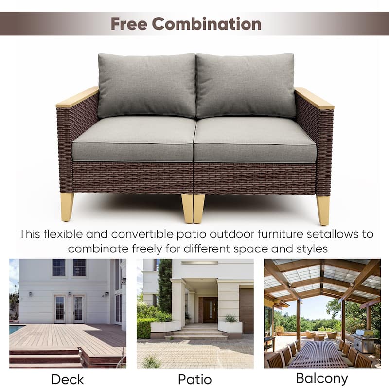 Gymojoy Outdoor Loveseat Sectional Rattan Sofa Set