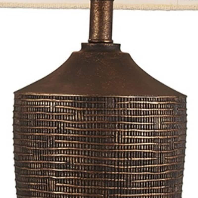 Bronze Polyresin Urn Table Lamp with Off White Empire Shade 3Way Switch - 17” x 17” x 30” (D x W x H)