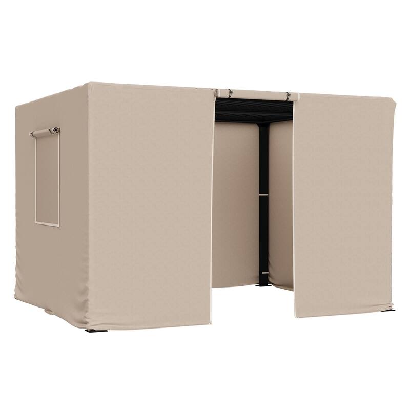 EROMMY Waterproof Pergola Winter Cover with Sidewalls, Mesh Windows and Roll-Up Door, All-Season Weather Enclosure