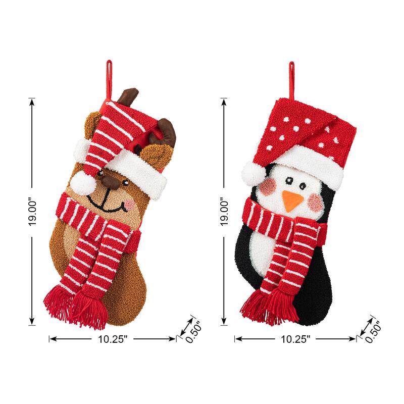 Glitzhome Christmas Wooden/Metal LED Snowman Paw Stocking Holders with Stockings Mantel Ornament