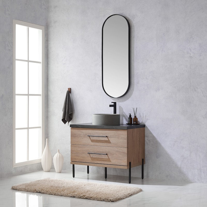 Trento Bath Vanity with Sintered Stone Top with Concrete Sink (R)