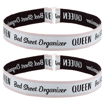 Adjustable Bed Sheet Organizer Bands 350x40mm, Pink/White, QUEEN - Pink/White