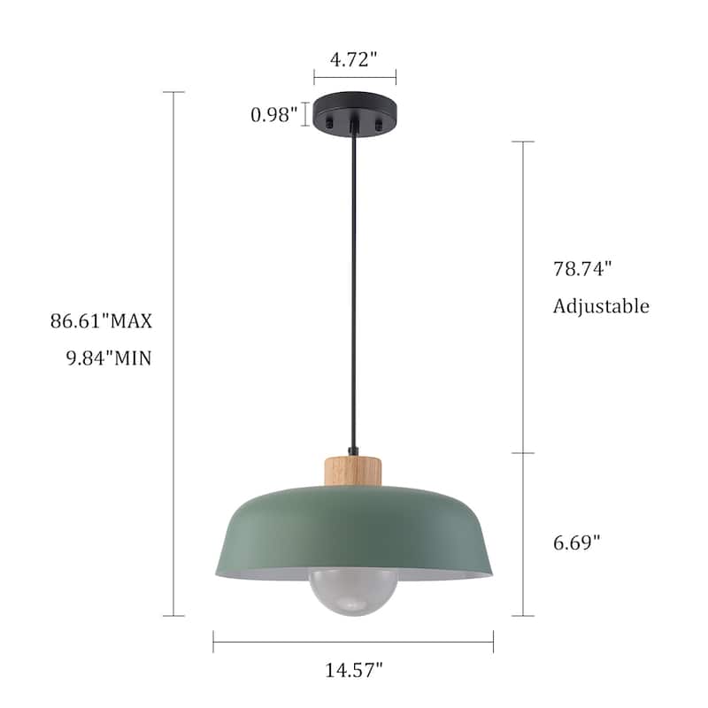 15 in. 1-Light Wood Pendant Light for Kitchen Island - 14.57