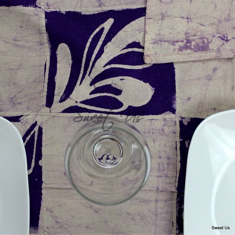 Cotton Batik Floral Tablecloth Rectangle Purple - 70 x 104 in