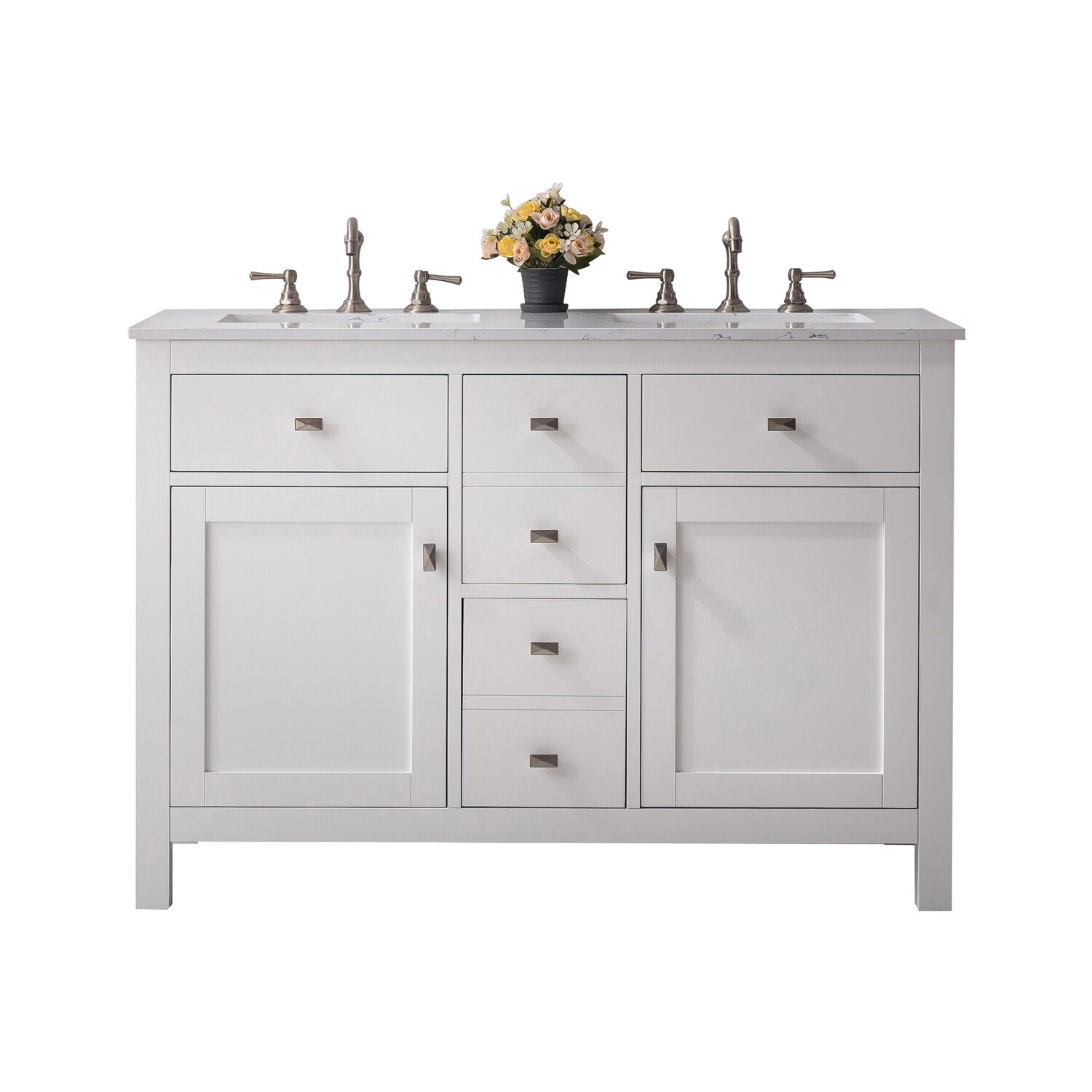 Totti Artemis 48 Inch White Transitional Double Sink Bathroom Vanity Overstock 32295215
