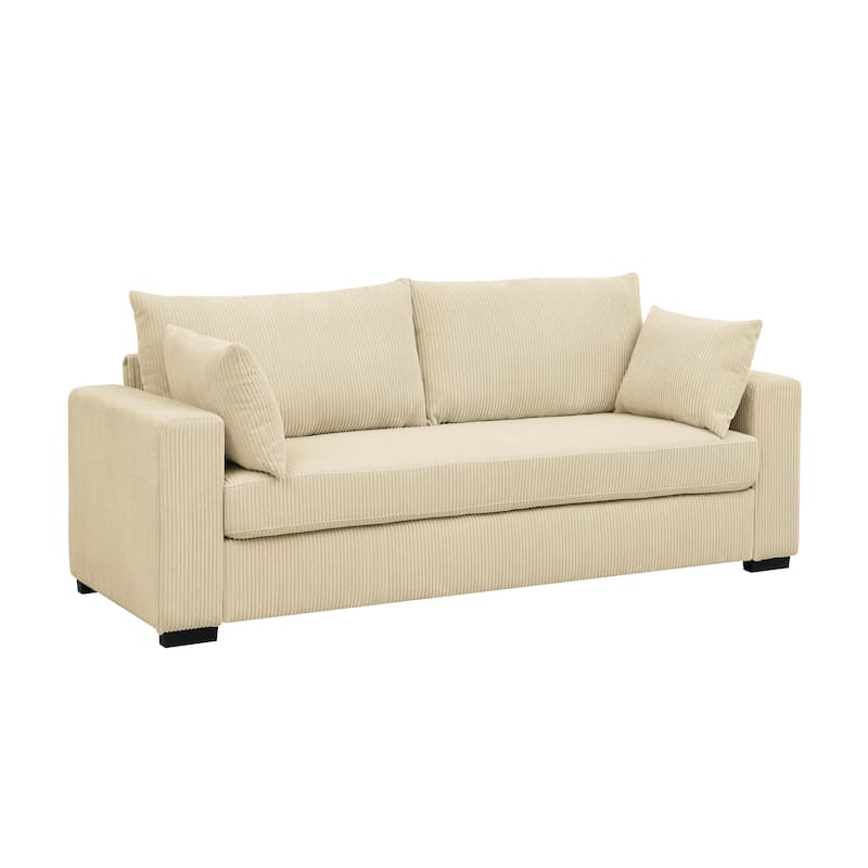 Coastal Haven Corduroy Sofa,Deep Seat Cushions And Overstuffed Back Pillows