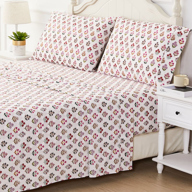 Happy Garden Cotton Sheet Set Multi Rose