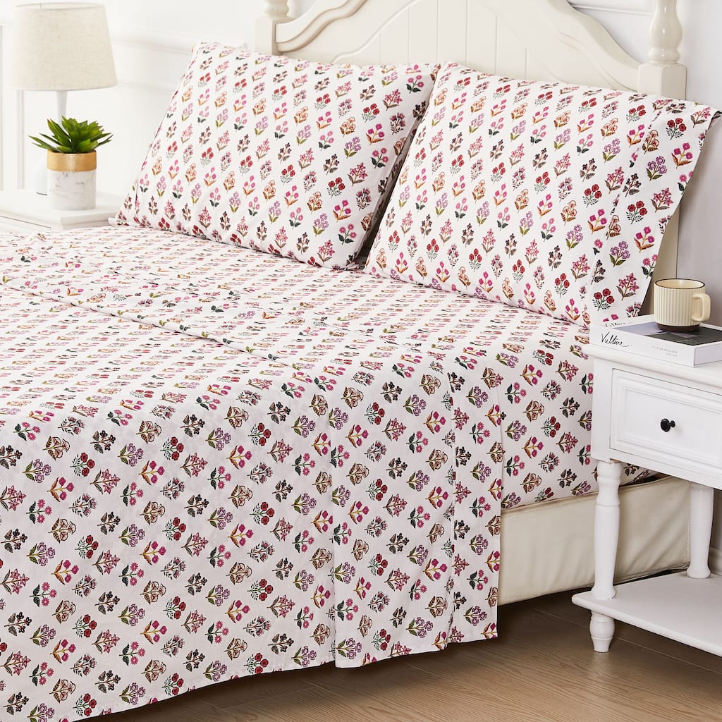 Happy Garden Cotton Sheet Set Multi Rose
