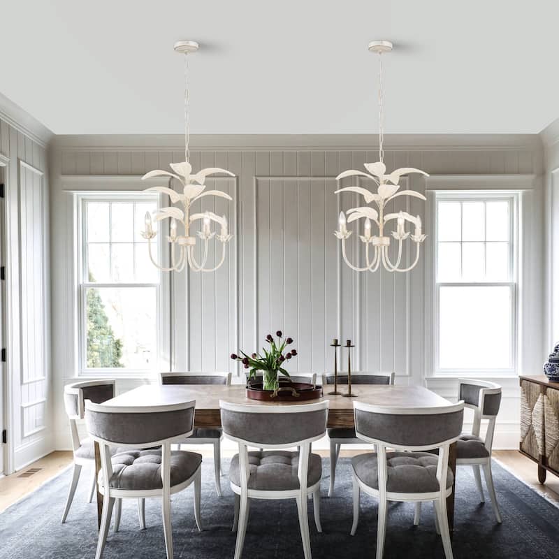 Lana 4-Light Brushed White Modern Coastal Mini Chandelier - 19 In. Wide