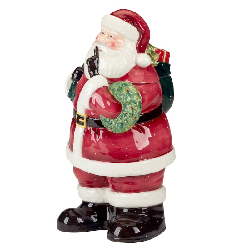 Certified International Santa's Secret 3-D Cookie Jar - 7" x 7" x 11.75"