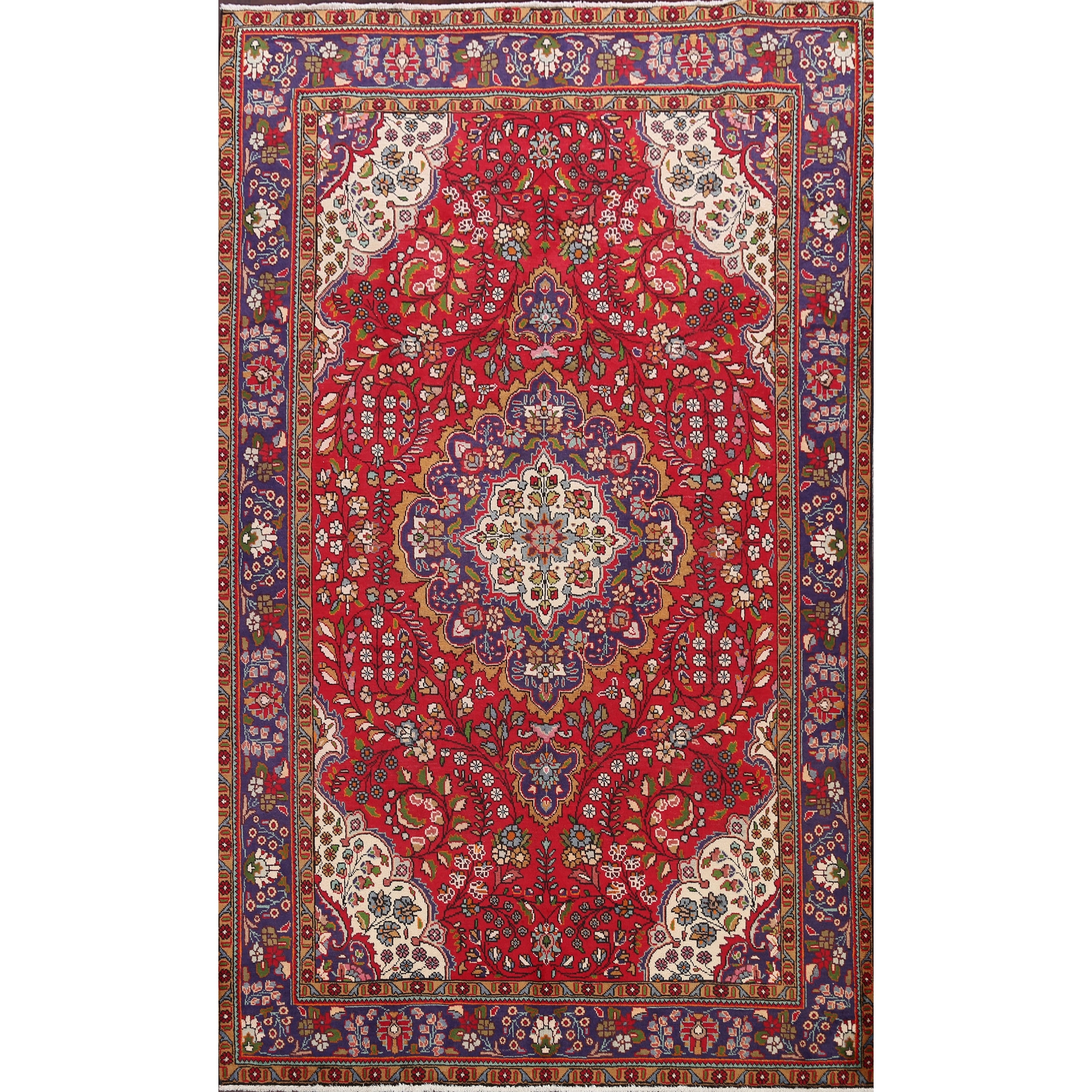 Vintage Floral Tabriz Persian Area Rug Hand Knotted Red Wool Carpet 6 9 X 9 8 On Sale Overstock 31430249