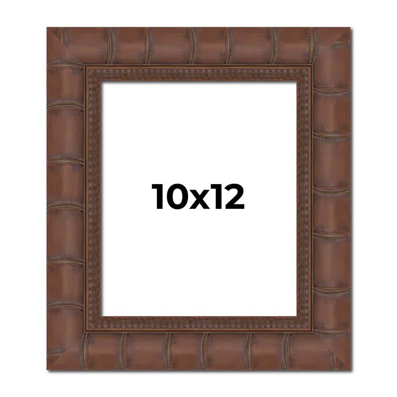 10x12 Brown Wide Bamboo Picture Frame - UV Acrylic, Foam Board Backing, Hanging Hardware - Holds 10x12 Photo