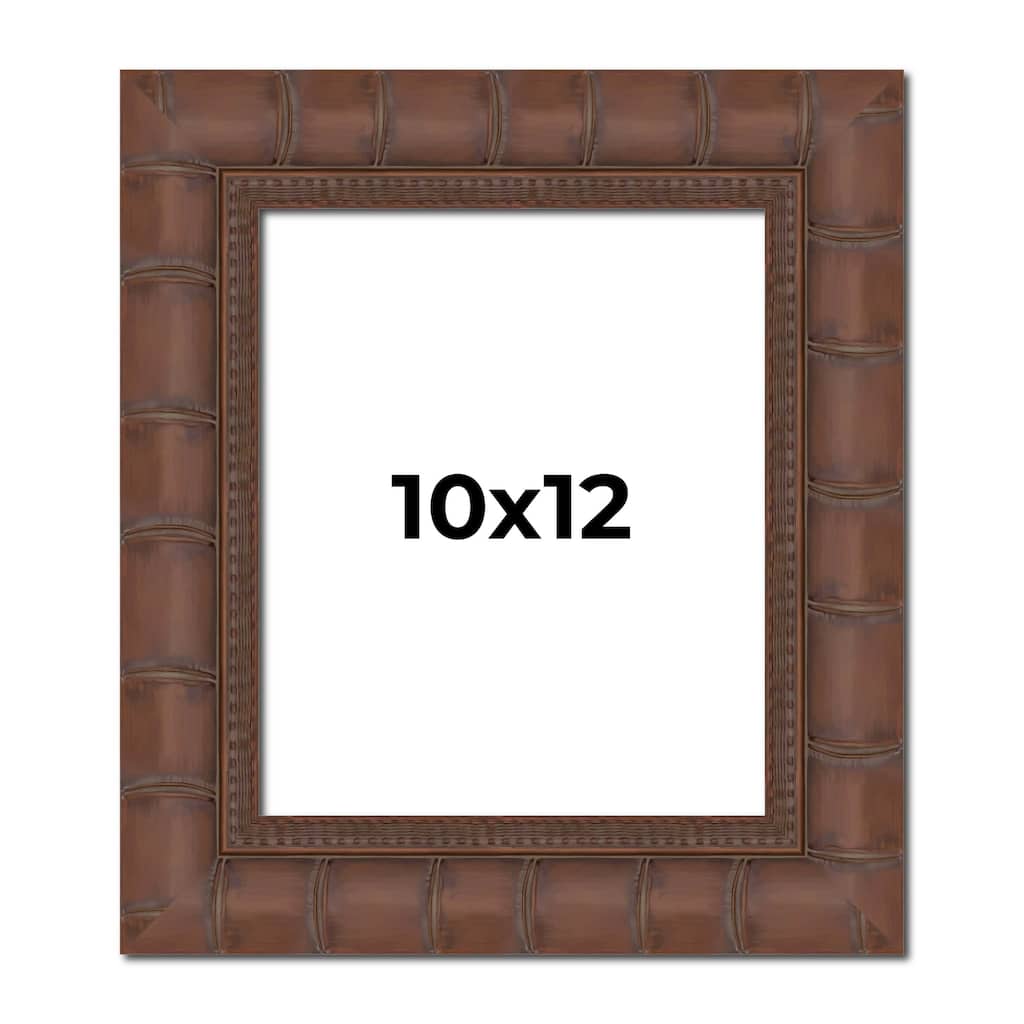 10x12 Brown Wide Bamboo Picture Frame - UV Acrylic, Foam Board Backing, Hanging Hardware
