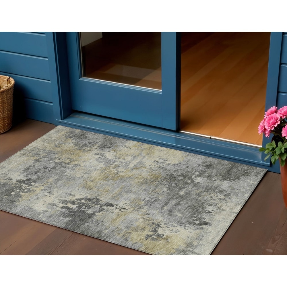 HomeRoots Abstract Transitional Rectangle Outdoor Rug