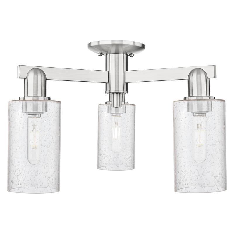 Innovations Lighting Endless Possibilities Arcadia - Clymer - 3 Light 21" Semi-Flush Mount - Seedy/Brushed Satin Nickel