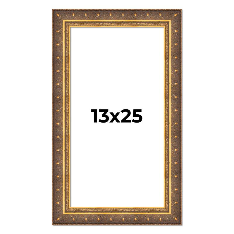 13x25 Frame Vintage Gold Solid Wood Picture Frame | 2.5 Inch Moulding