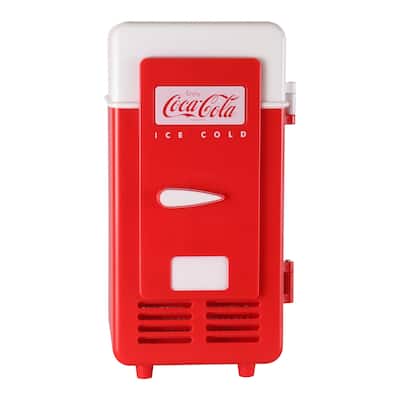 Coca-Cola Single Can Cooler, Red, USB Mini Fridge for Desk, Office