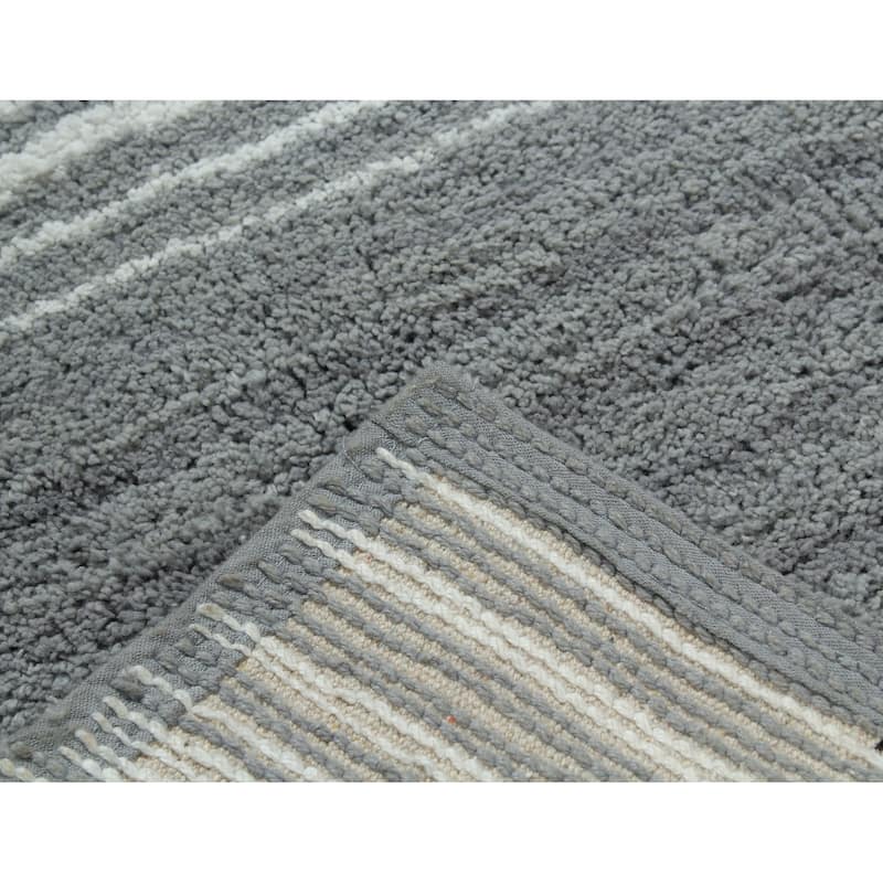 Gradiation Rug Collection 100% Cotton Non-Slip Bath Rug Set, 3 Piece Machine Washable- Bathroom Rug, Bath Rug, U Shaped Contour
