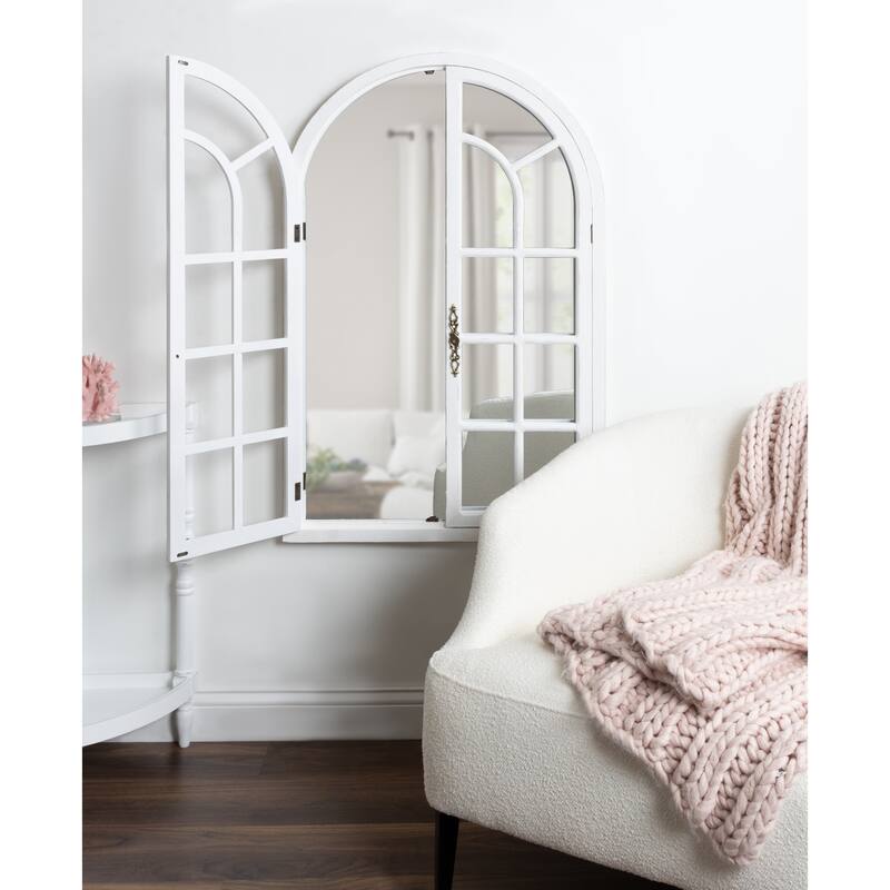 Kate and Laurel Boldmere Wood Windowpane Arch Mirror