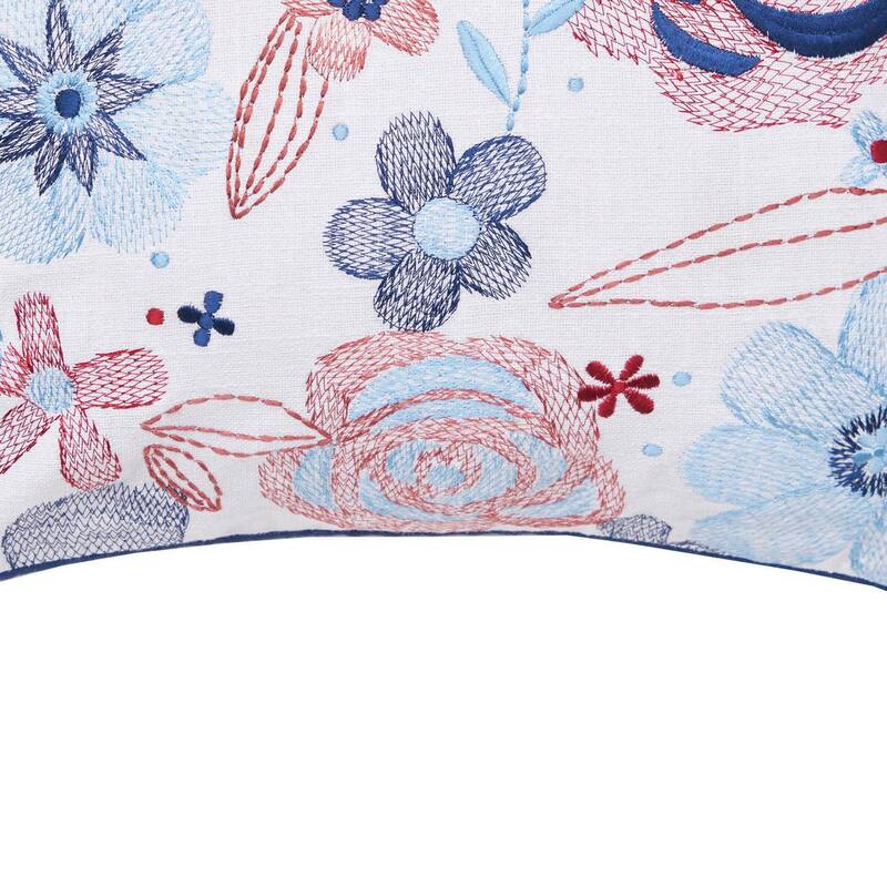 Red and Blue Floral Pillow