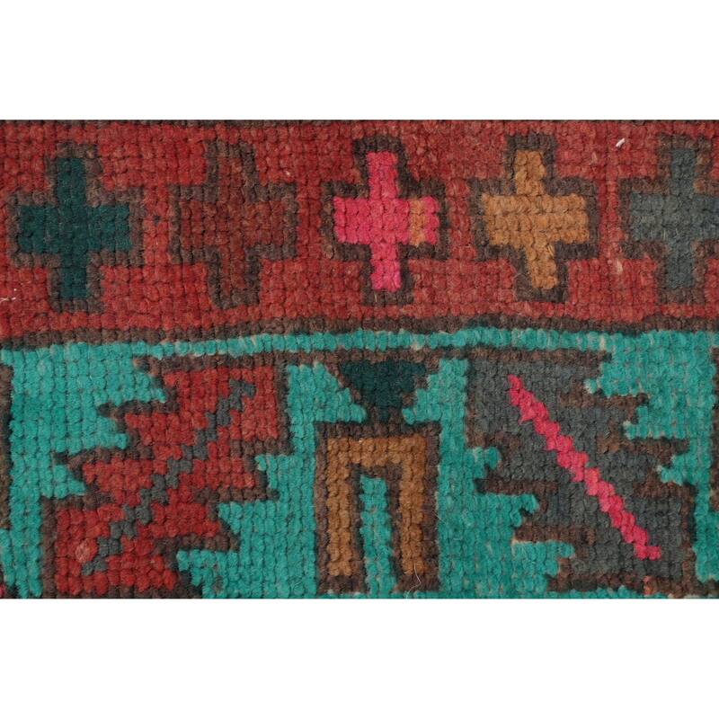 Hand Knotted Oriental 100% Wool Carpet Traditional Tribal Red Ardebil Runner Rug - 12' 7'' X 3' 6''
