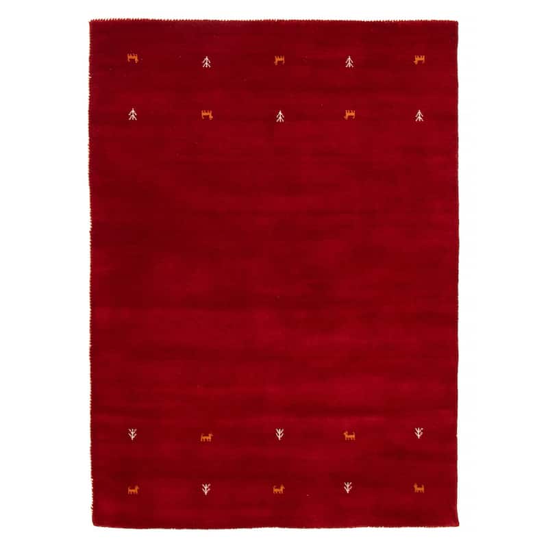 Kashkuli Gabbeh Red Rug 5'3" x 7'4" - 5'3 x 7'4 - Red - 5'3 x 7'4