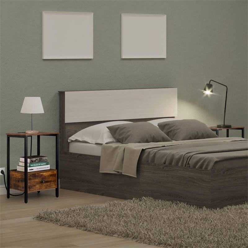 Side Table with Charging Station - 11.8"D x 15.7"W x 23.6"H