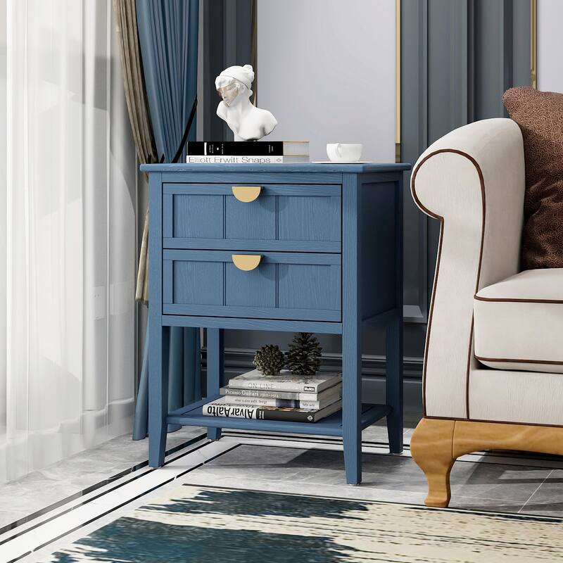 2-Drawer American Style Bedroom Side Table