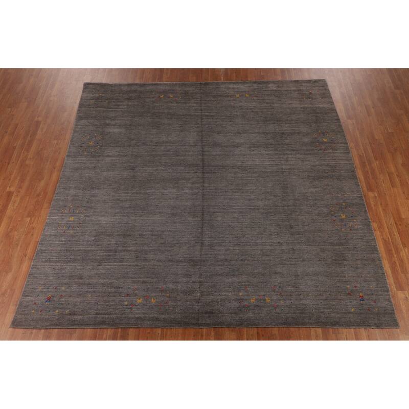 Earth Tone Gabbeh Indian Square Area Rug Handmade Wool Carpet - 10'0" X 9'9"