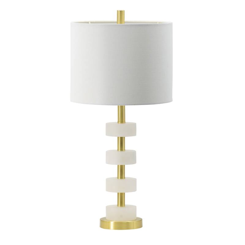 13x13x26" Marble Table Lamp with a white fabric drum shade