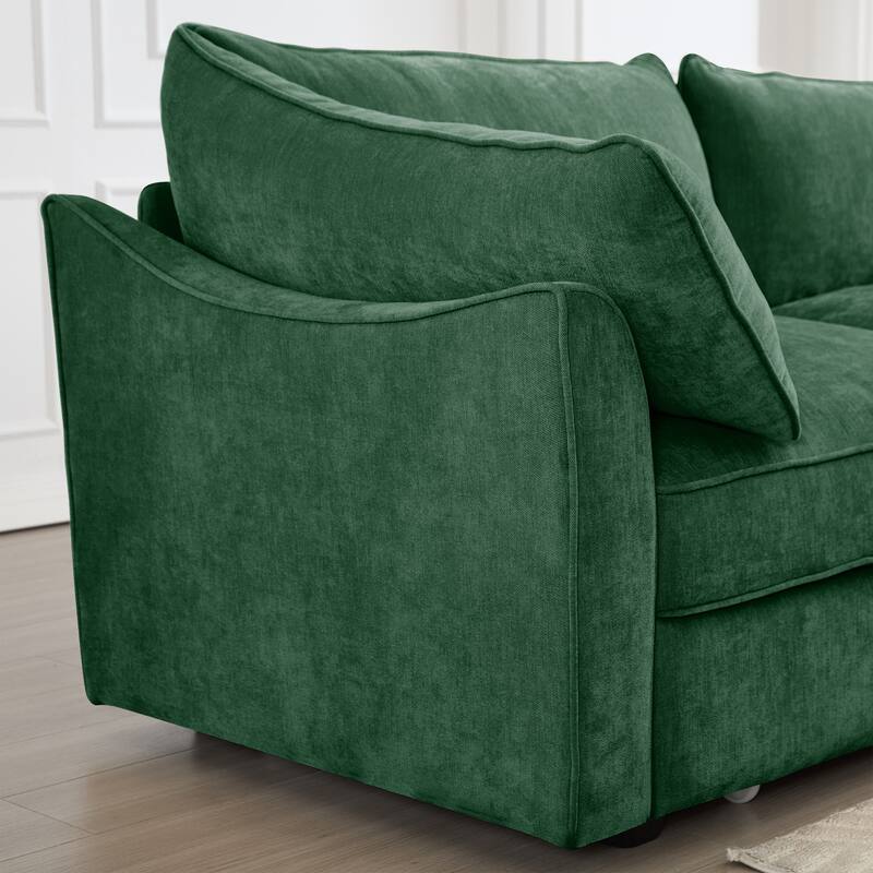 Modern Chenille Sectional Sofa Couch with Hidden Storage & 2 Ottoman