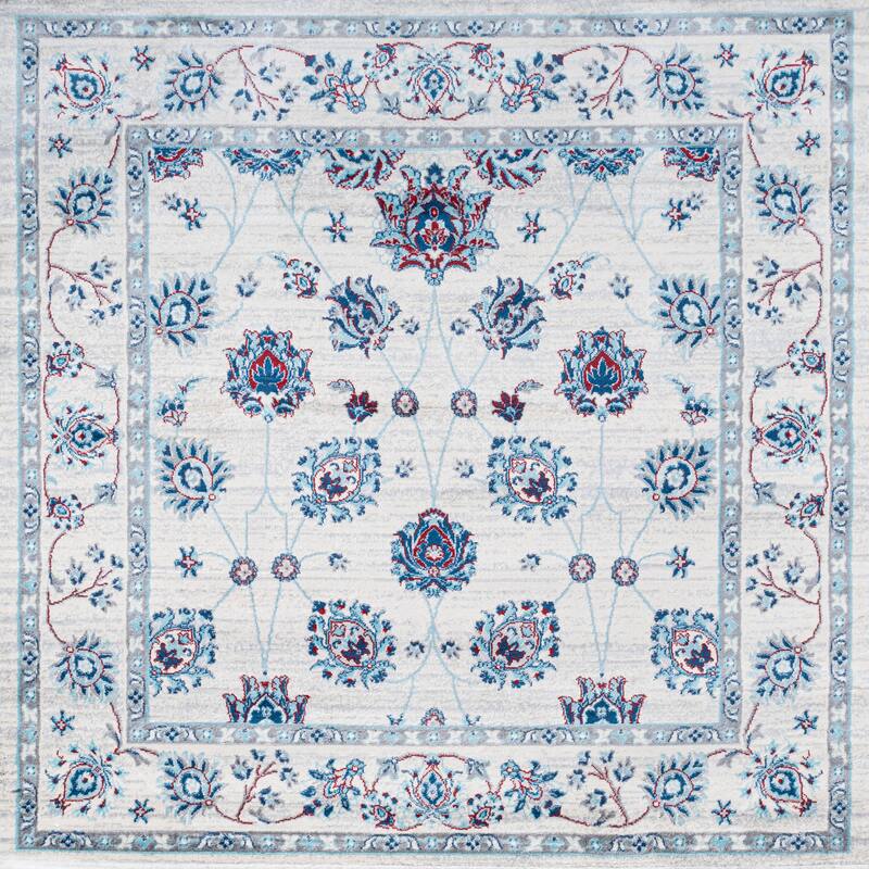JONATHAN Y Traditional Persian Vintage Moroccan Area Rug - 5' Square - Cream/Red/Navy