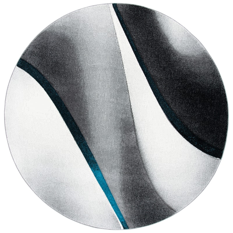 SAFAVIEH Hollywood Andreia Mid-Century Modern Abstract Rug - 5'3" Round - Grey/Blue