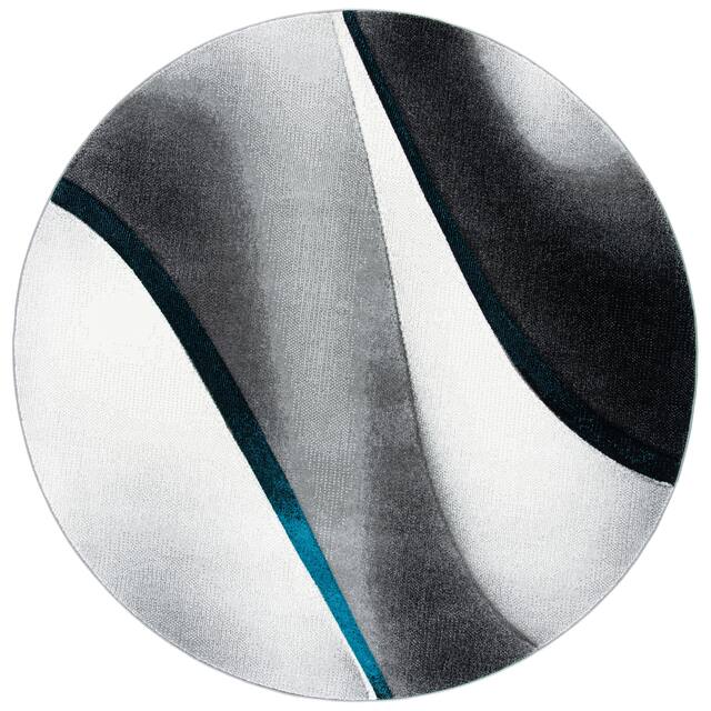 SAFAVIEH Hollywood Jocelyne Mid-Century Modern Abstract Rug - 5'3" x 5'3" Round - Grey/Blue