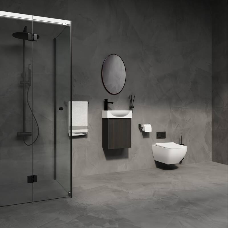 GDFStudio - Levistar Modern Wall-Mounted Bathroom Vanity with Scratch-Resistant Sink & Soft Close Door for Small Space