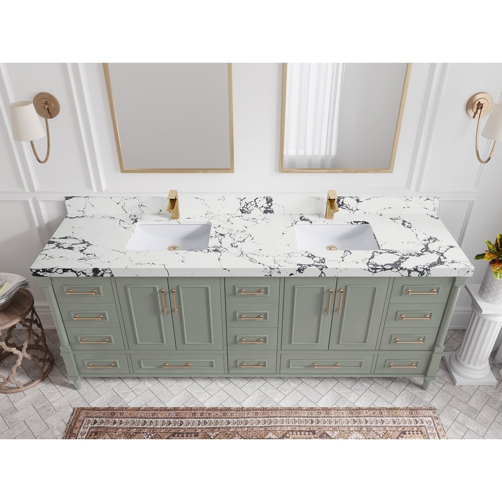 Willow Collections 84 in. W x 22 in. D Aberdeen Double Bowl Sink Bathroom Vanity with Countertop