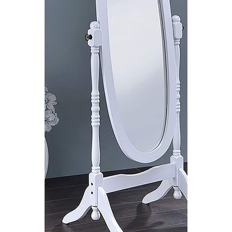 White Finish Cheval Standing Mirror